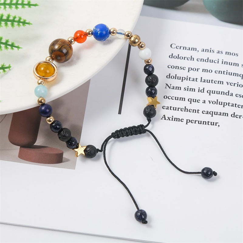 Wholesale Eight Planets Natural Stone Beaded Bracelet